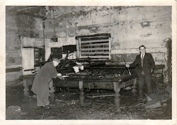Round the snooker table.