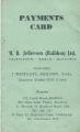 Jefferson Payment Card. 1960s. Rental or instalments?